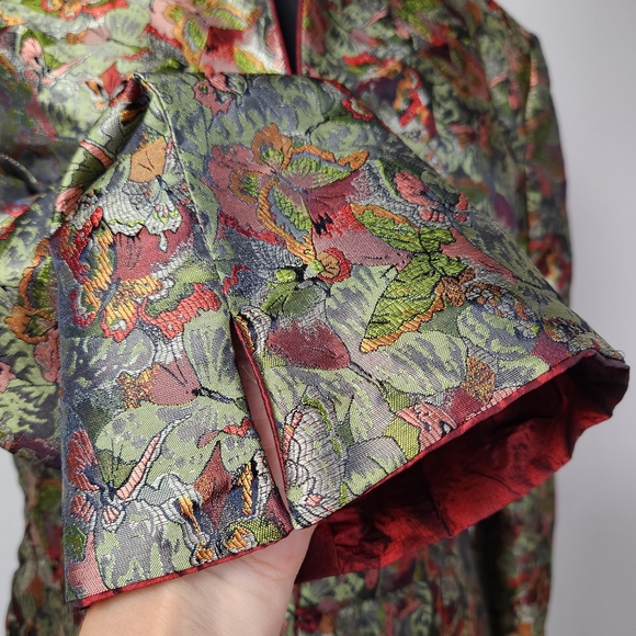 SILVER DRAGON Asian silk brocade jacket - Picture 4 of 14